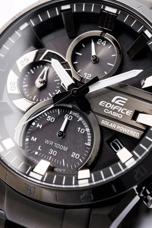 Casio,EDIFICE 49.50x45.50mm,49.50x45.50mm,Stainless Steel,Black,Quartz,Chronograph,Day,Power Reserve Indicator,Solar Charging,Hardlex,Round,EQS940DC,EQS940DC-1AV