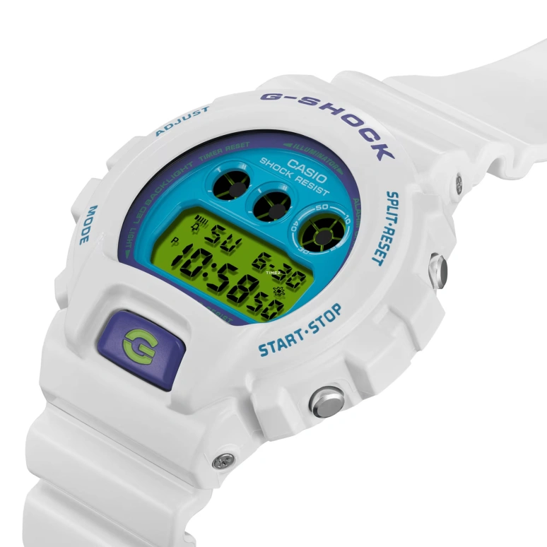 Casio,G-Shock 6900 53.20x50mm,53.20x50mm,Bio-sourced,Resin,Blue,Green,Quartz,Countdown,Chronograph,Month,Date,Hardlex,Round,DW6900RCS,DW6900RCS-7
