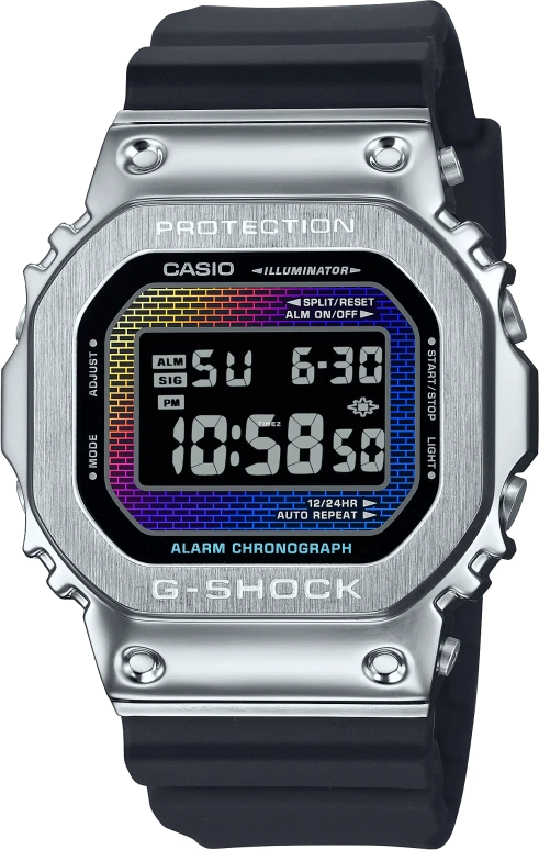 Casio,G-SHOCK 49.60x43.20mm,49.60x43.20mm,Resin,Multi-Color,Quartz,Countdown,Chronograph,Month,Date,Hardlex,Square,GM5600RW,GM5600RW-1
