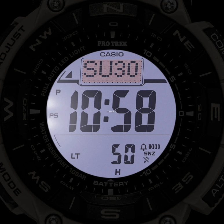 Casio,PROTREK 54.70x51.70mm,54.70x51.70mm,Resin,Bio-sourced,Grey,Quartz,Countdown,Chronograph,Month,Date,Hardlex,Glass,Round,PRG340SC,PRG340SC-5