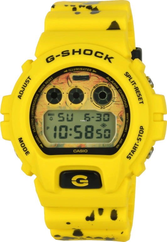 Casio,G-SHOCK 50mm,50mm,Resin,Yellow,Quartz,Countdown,Chronograph,Month,Date,Hardlex,Round,DW6900ESC239
