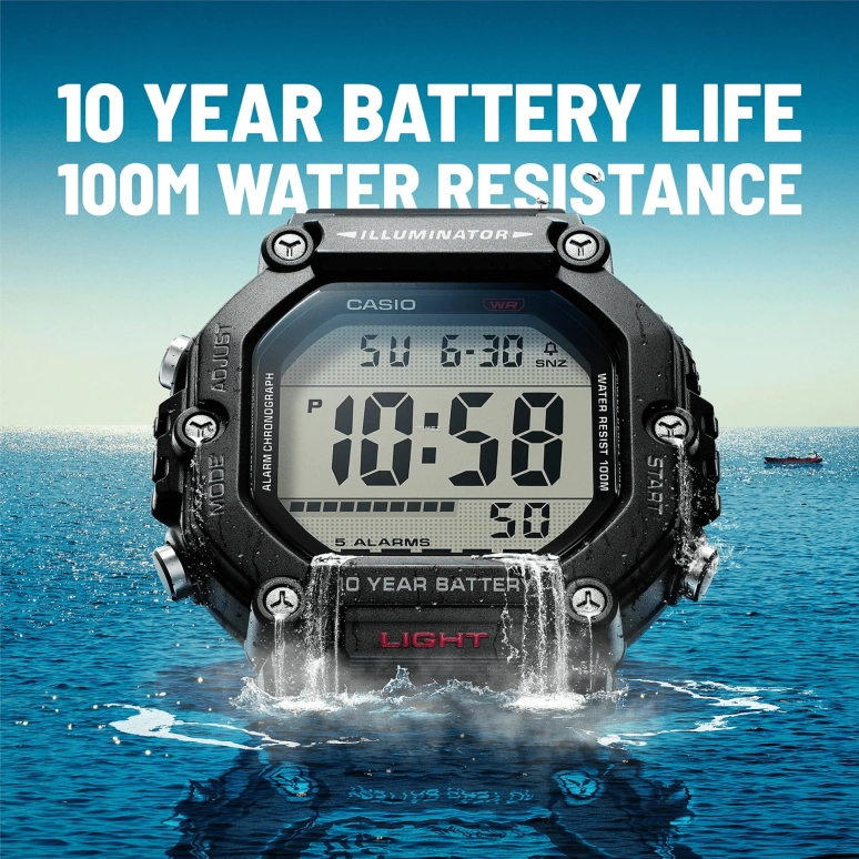 Casio,DIGITAL 54.10x49.70mm,54.10x49.70mm,Resin,Black,Quartz,Countdown,Chronograph,Month,Date,Plexi,Square,AE1600H,AE1600H-1AV