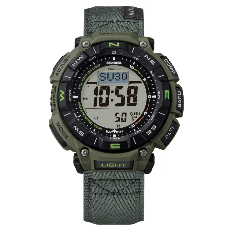 Casio,PROTREK 54.70x51.70mm,54.70x51.70mm,Resin,Bio-sourced,Black,Grey,Quartz,Countdown,Chronograph,Month,Date,Hardlex,Round,PRG340B,PRG340B-3
