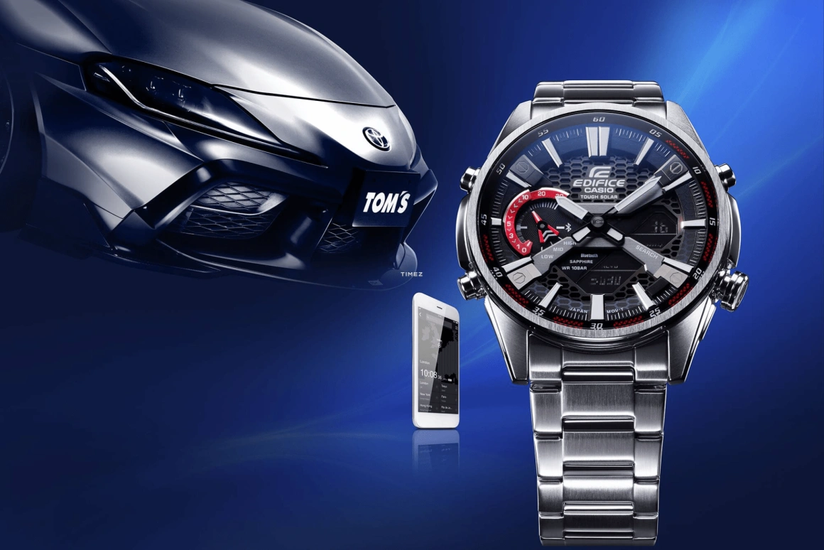 Casio,EDIFICE 46mm,46mm,Stainless Steel,Black,Quartz,Countdown,Chronograph,Month,Date,Sapphire,Round,ECBS100D,ECBS100D-1A