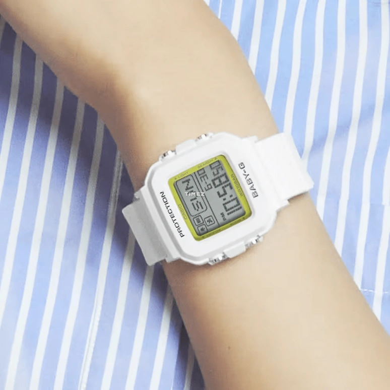 Casio,BGD-10 42.80x39mm,42.80x39mm,Resin,Green,Quartz,Countdown,Chronograph,Month,Date,Hardlex,Square,BGD10K,BGD10K-7