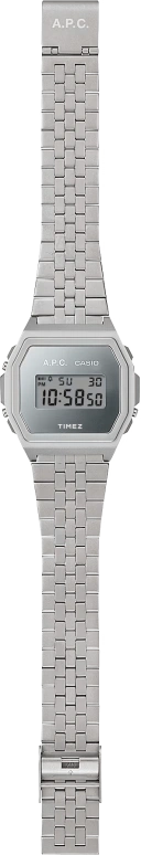 Casio,VINTAGE 39.60x38mm,39.60x38mm,Stainless Steel,Silver,Quartz,Chronograph,Date,Day,Hour Strike,Hardlex,Square,A1000ACD,A1000ACD-7