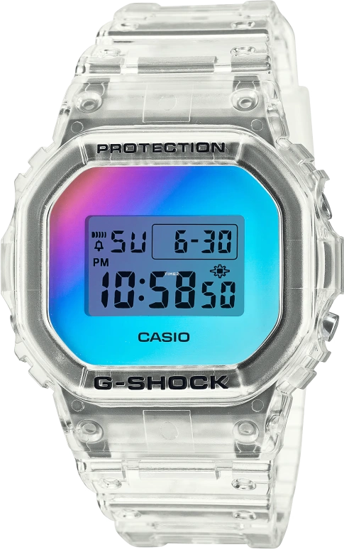 Casio,5600 48.90x42.80mm,48.90x42.80mm,Resin,Gradient,Rainbow,Quartz,Countdown,Chronograph,Month,Date,Hardlex,Square,DW5600SRS,DW5600SRS-7