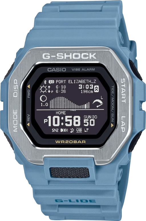 Casio,G-LIDE 50.90x46mm,50.90x46mm,Resin,Bio-sourced,Black,Quartz,Countdown,Chronograph,Month,Date,Hardlex,Square,GBX100,GBX100-2A