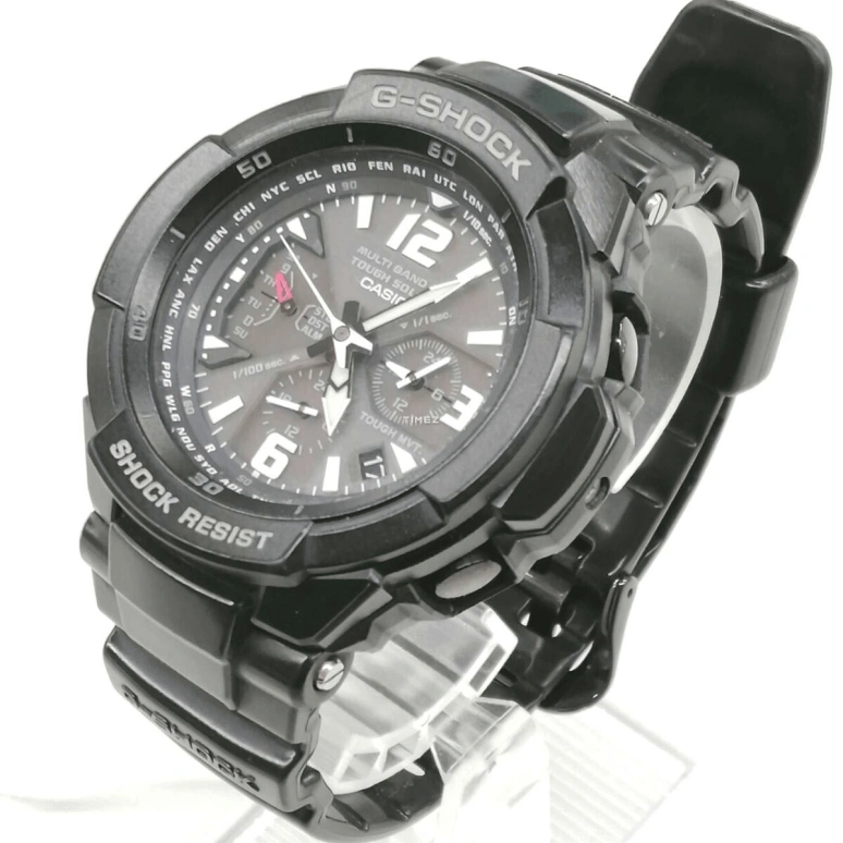 Casio,G-SHOCK 64.20x46.60mm,64.20x46.60mm,Stainless Steel,Resin,Black,Quartz,Date,Day,World Time,Alarm,Hardlex,Glass,Tonneau,GW,GW-3000BB-1A