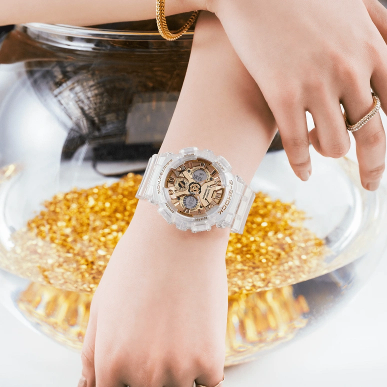 Casio,G-Shock GA-110 49x45.90mm,49x45.90mm,Resin,Champagne,Grey,Quartz,Countdown,Chronograph,Month,Date,Glass,Hardlex,Round,GMAS120SG,GMAS120SG-7A