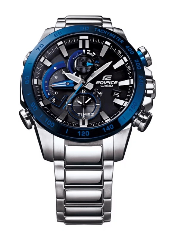 Casio,EDIFICE 49.20mm,49.20mm,Stainless Steel,Black,Quartz,Countdown,Date,Day,Power Reserve Indicator,Hardlex,Round,EQB800DB,EQB800DB-1A