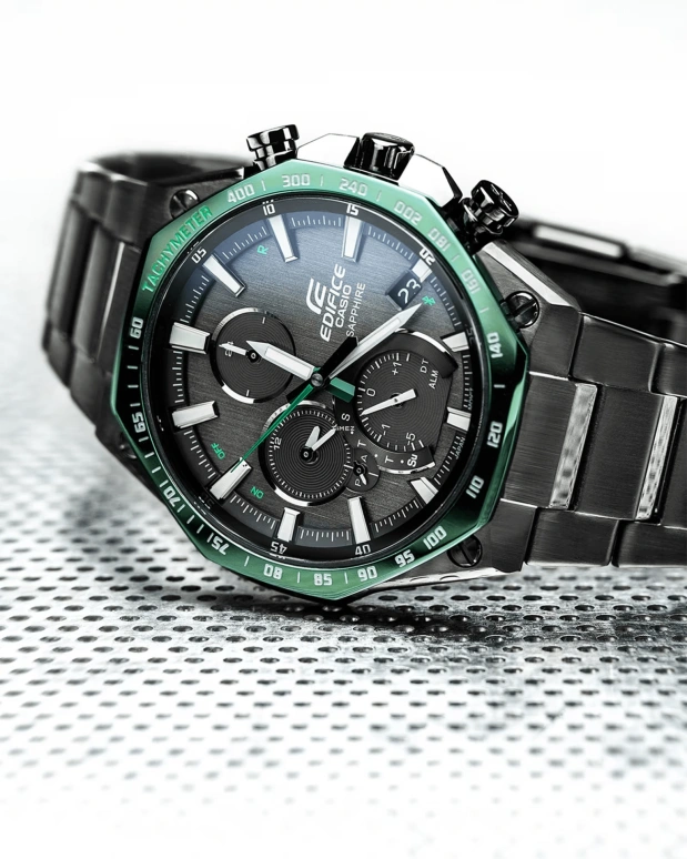 Casio,EDIFICE 51.10x44.60mm,51.10x44.60mm,Stainless Steel,Black,Quartz,Chronograph,Date,Day,Dule Time,Sapphire,Crystal Glass,Octagon,EQB1100XDC1A