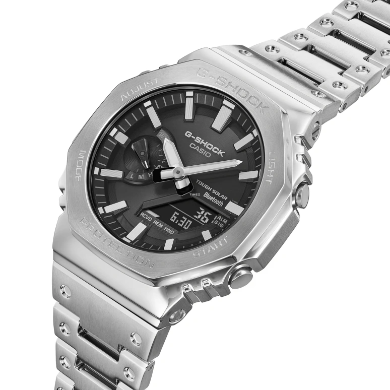 Casio,G-SHOCK 44.50mm,44.50mm,Stainless Steel,Grey,Quartz,Countdown,Chronograph,Month,Date,Hardlex,Hexagonal,GMB2100SD,GMB2100SD-1A