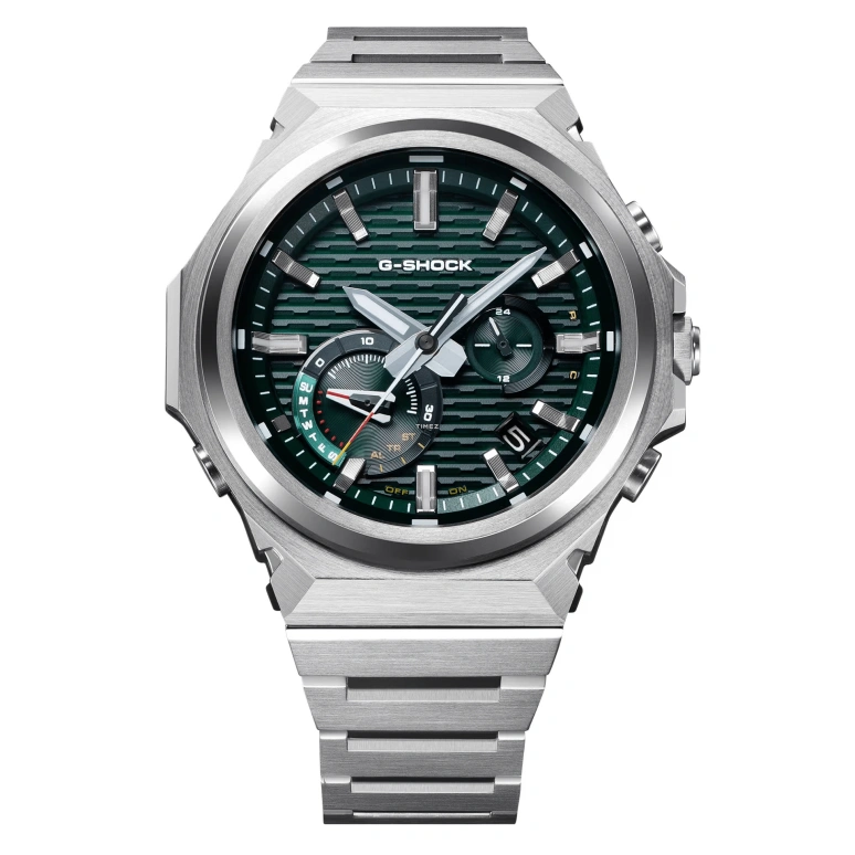 Casio,G-STEEL 46.90x44.20mm,46.90x44.20mm,Stainless Steel,Bio-sourced,Carbon,Green,Quartz,Countdown,Chronograph,Date,Day,Hardlex,Octagon,GSTB1000D,GSTB1000D-3A