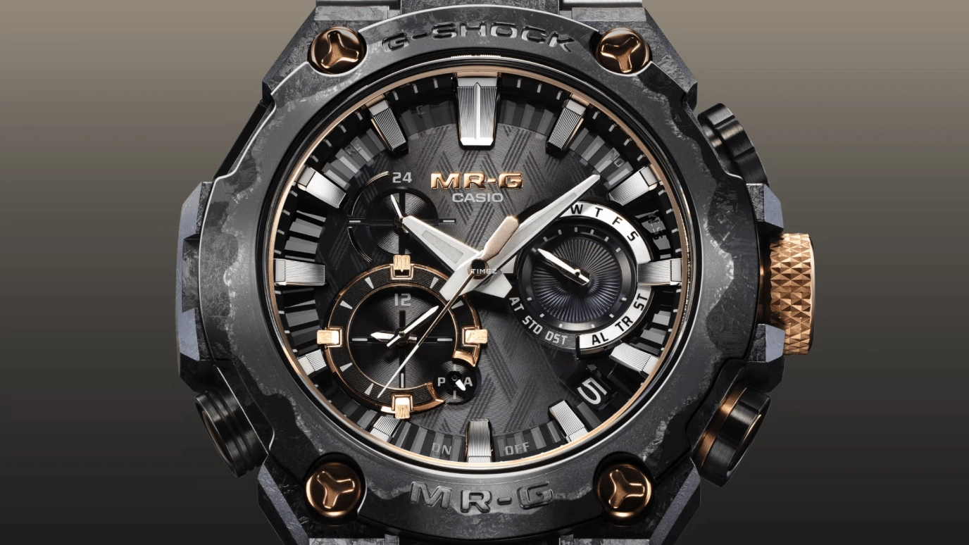 Casio,MR-G 54.70x49.80mm,54.70x49.80mm,Titanium,Black,Quartz,Countdown,Chronograph,Month,Date,Sapphire,Crystal Glass,Round,MRGB2000JS,MRGB2000JS-1A