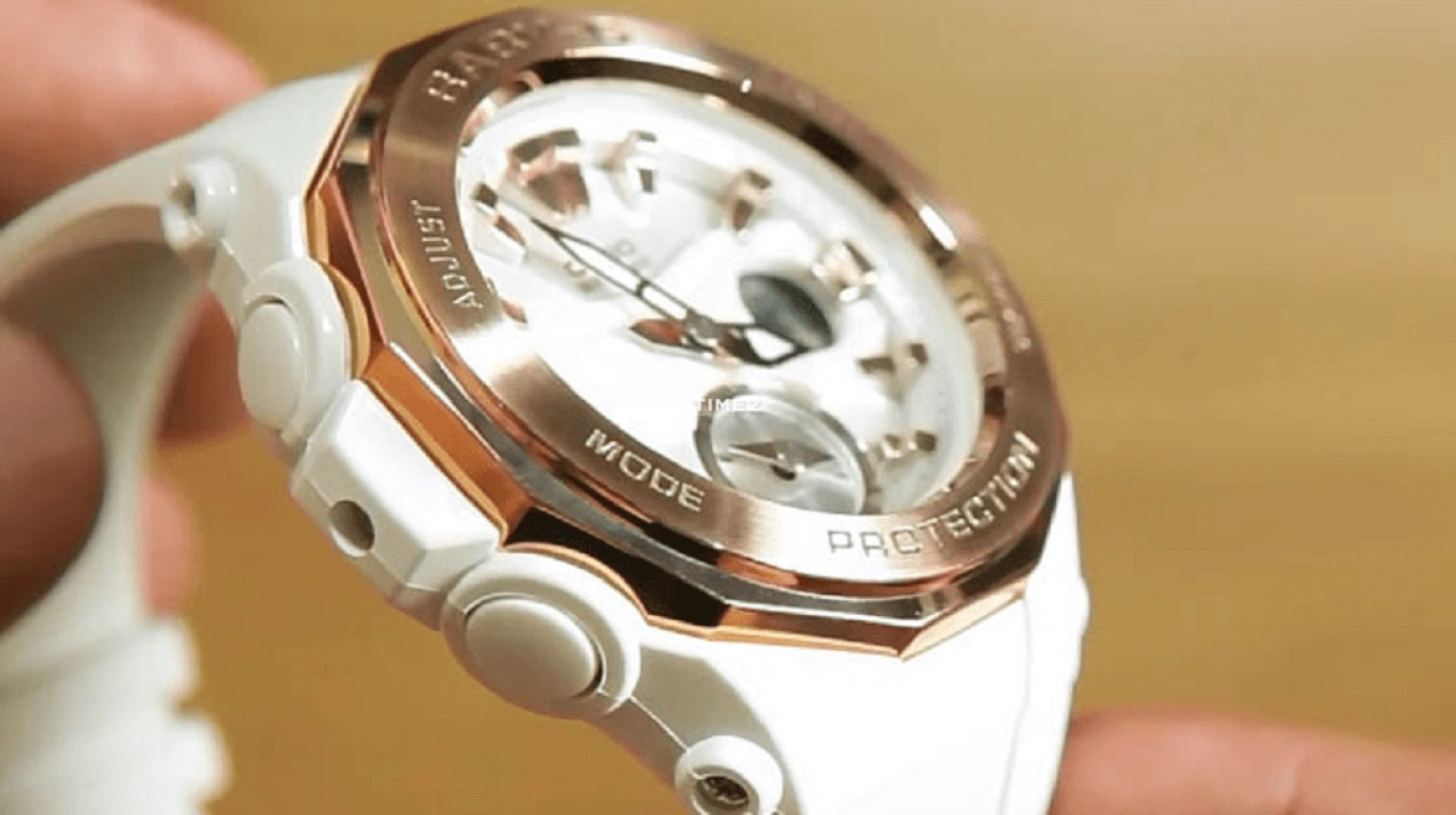 Casio,BABY-G ,Plastic,White,Quartz,White,Rose Gold,BGA,BGA-220G-7