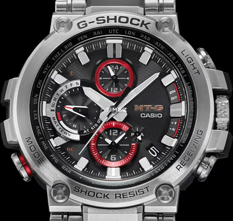 Casio,G-SHOCK 55.80x51.70mm,55.80x51.70mm,Resin,Black,Quartz,Countdown,Chronograph,Date,Day,Sapphire,Crystal Glass,Round,MTGB1000D,MTGB1000D-1A