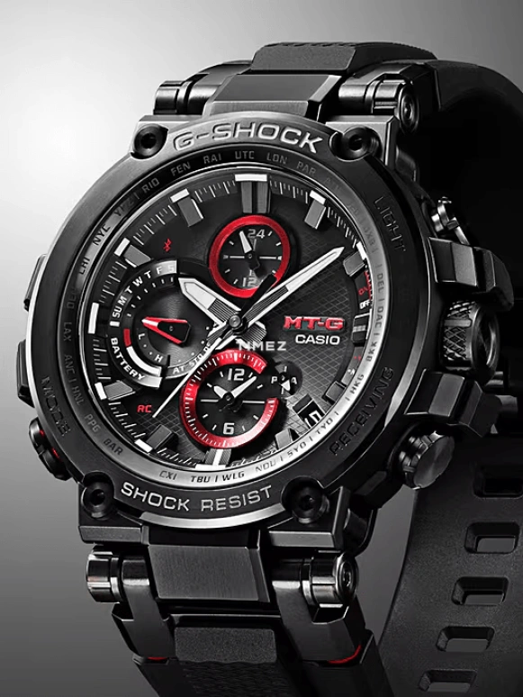 Casio,MTG 55.80x51.70mm,55.80x51.70mm,Resin,Black,Quartz,Countdown,Chronograph,Date,Day,Sapphire,Crystal Glass,Round,MTGB1000B,MTGB1000B-1A