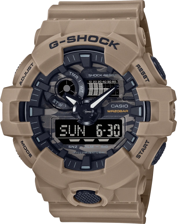 Casio,G-SHOCK 57.50x53.40mm,57.50x53.40mm,Resin,Black,Quartz,Foudroyante,Chronograph,Month,Date,Hardlex,Round,GA700CA,GA700CA-5A