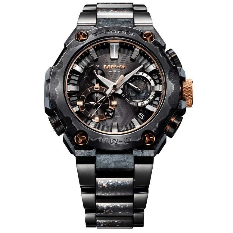 Casio,MR-G 54.70x49.80mm,54.70x49.80mm,Titanium,Black,Quartz,Countdown,Chronograph,Month,Date,Sapphire,Crystal Glass,Round,MRGB2000JS,MRGB2000JS-1A