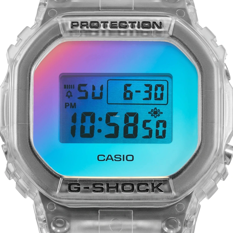 Casio,5600 48.90x42.80mm,48.90x42.80mm,Resin,Gradient,Rainbow,Quartz,Countdown,Chronograph,Month,Date,Hardlex,Square,DW5600SRS,DW5600SRS-7