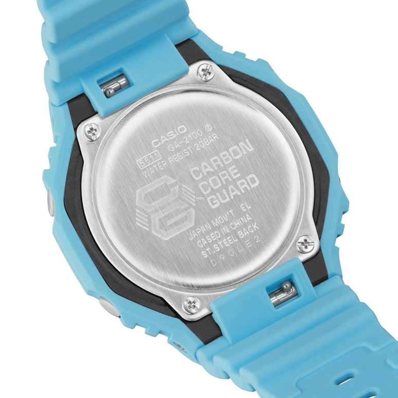 Casio,G-SHOCK 48.50x45.40mm,48.50x45.40mm,Carbon,Bio-sourced,Resin,Blue,Quartz,Countdown,Chronograph,Month,Date,Hardlex,Octagon,GA2100,GA2100-2A2