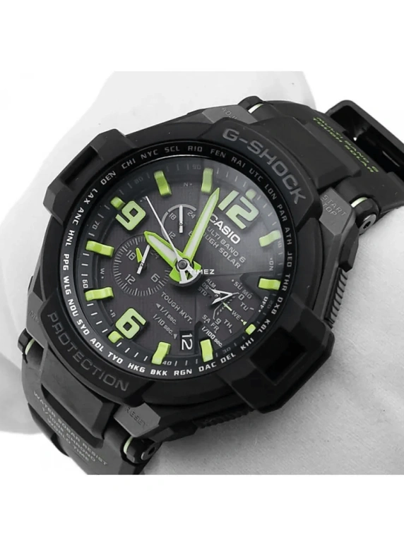 Casio,G-SHOCK 50.40mm,50.40mm,Resin,Tungsten,Black,Eco-Drive,Chronograph,Date,Day,World Time,Crystal Glass,Round,GW,GW-4000-1A3
