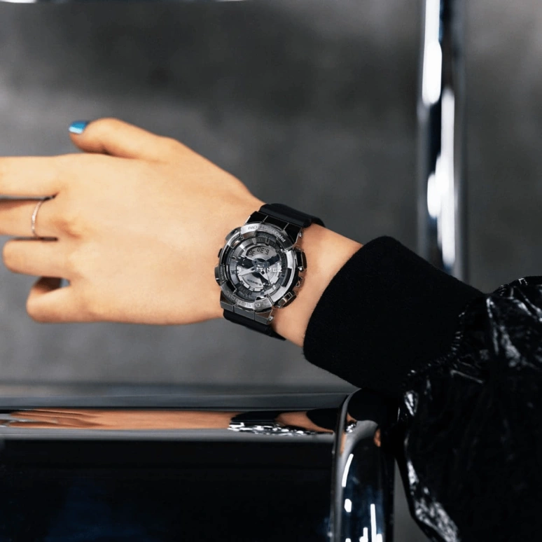 Casio,G-SHOCK 46x42mm,46x42mm,Resin,Stainless Steel,Silver,Quartz,Countdown,Chronograph,Month,Date,Hardlex,Round,GMS110,GMS110-1A