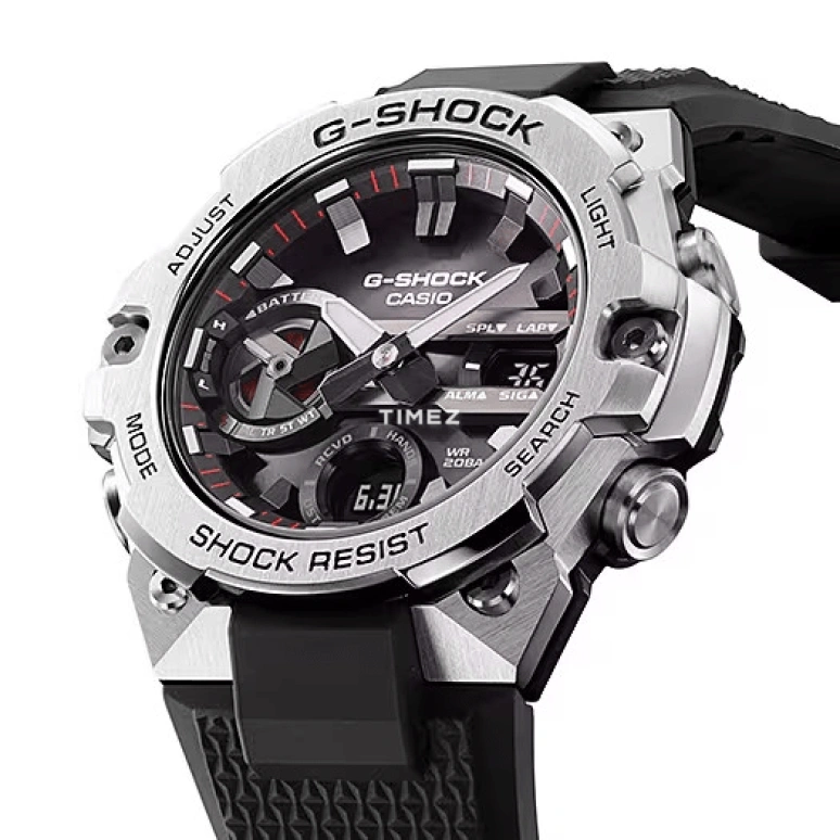 Casio,G-STEEL 49.60mm,49.60mm,Resin,Black,Quartz,Countdown,Chronograph,Month,Date,Hardlex,Round,GSTB400,GSTB400-1A