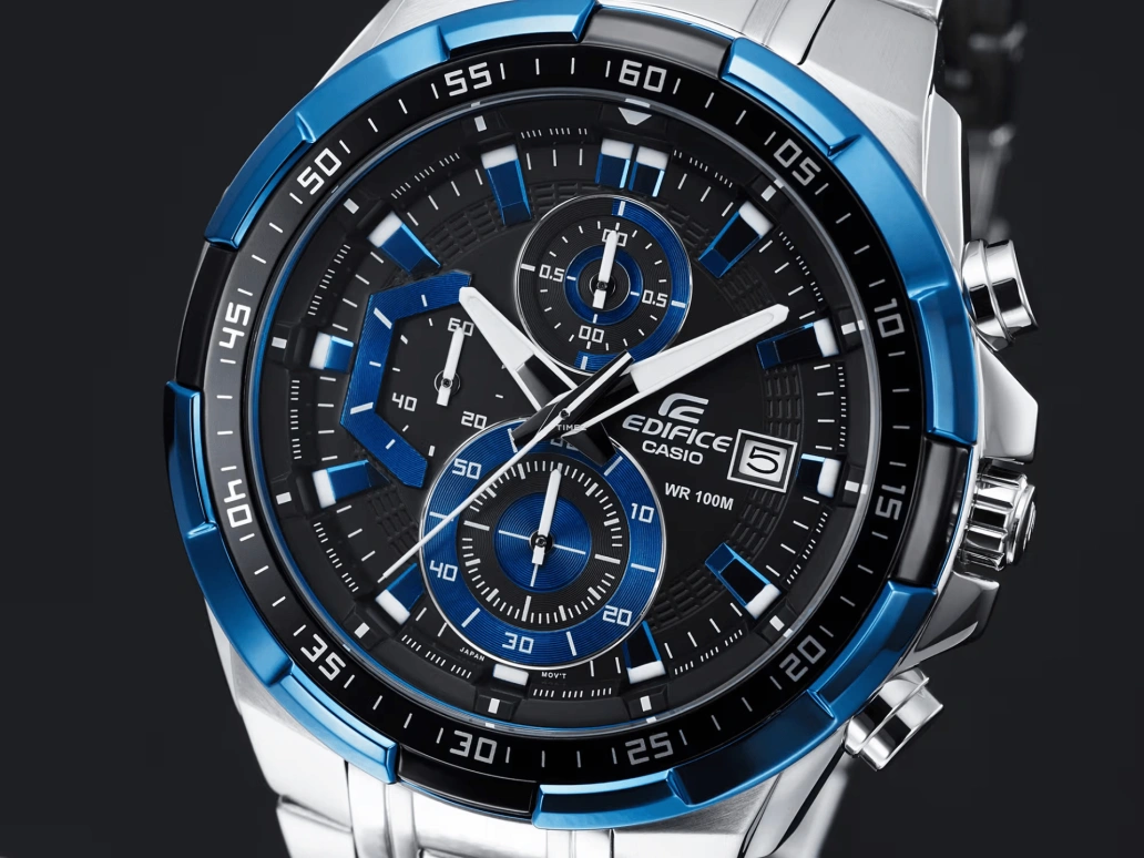 Casio,EDIFICE 54.10x49.50mm,54.10x49.50mm,Stainless Steel,Black,Quartz,Chronograph,Day,EFR539D,EFR539D-1A2V