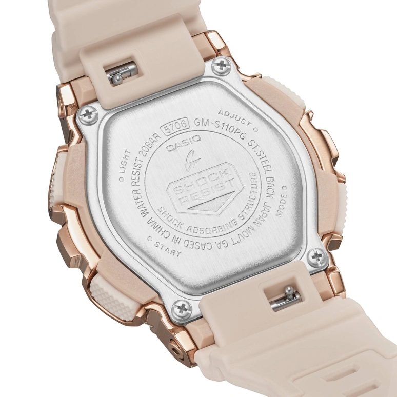 Casio,G-SHOCK 46x42mm,46x42mm,Resin,Stainless Steel,Pink Red,Quartz,Countdown,Chronograph,Month,Date,Hardlex,Round,GMS110PG,GMS110PG-4A