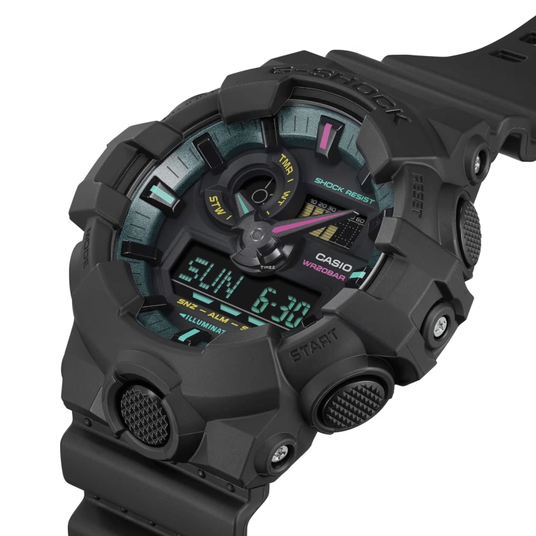 Casio,G-SHOCK 53.40mm,53.40mm,Bio-sourced,Resin,Black,Quartz,Countdown,Chronograph,Month,Date,Hardlex,Round,GA700MF,GA700MF-1A