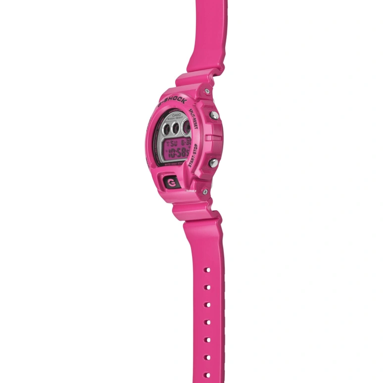Casio,G-Shock 6900 53.20x50mm,53.20x50mm,Bio-sourced,Resin,Silver,Pink Red,Quartz,Countdown,Chronograph,Month,Date,Hardlex,Round,DW6900RCS,DW6900RCS-4