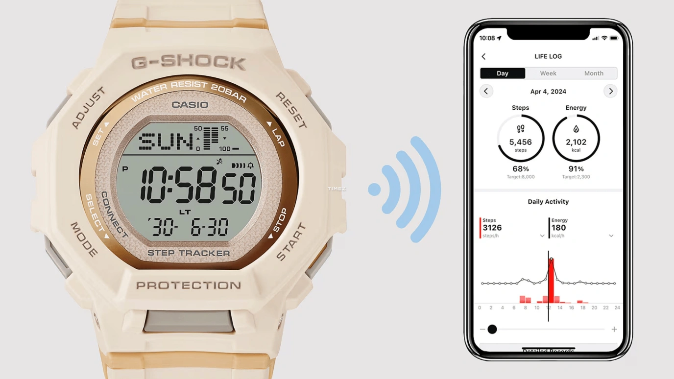 Casio,G-SHOCK 43.80mm,43.80mm,Bio-sourced,Resin,Pink,Quartz,Countdown,Chronograph,Annual Calendar,Month,Hardlex,Octagon,GMDB300,GMDB300-4