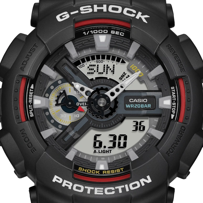 Casio,G-SHOCK 51.20mm,51.20mm,Resin,Bio-sourced,Grey,Quartz,Countdown,Chronograph,Month,Date,Hardlex,Round,GA110RL,GA110RL-1A