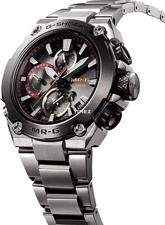 Casio,MR-G 52.20x46.30mm,52.20x46.30mm,Titanium,Black,Quartz,Countdown,Chronograph,Month,Date,Sapphire,Crystal Glass,Round,MRGB1000D,MRGB1000D-1A