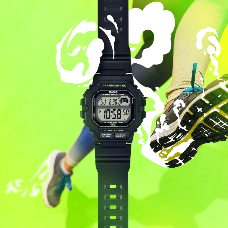 Casio,SPORTS 47.20x44.50mm,47.20x44.50mm,Resin,Grey,Quartz,Countdown,Chronograph,Month,Date,Square,Black,WS1400H,WS1400H-1AV