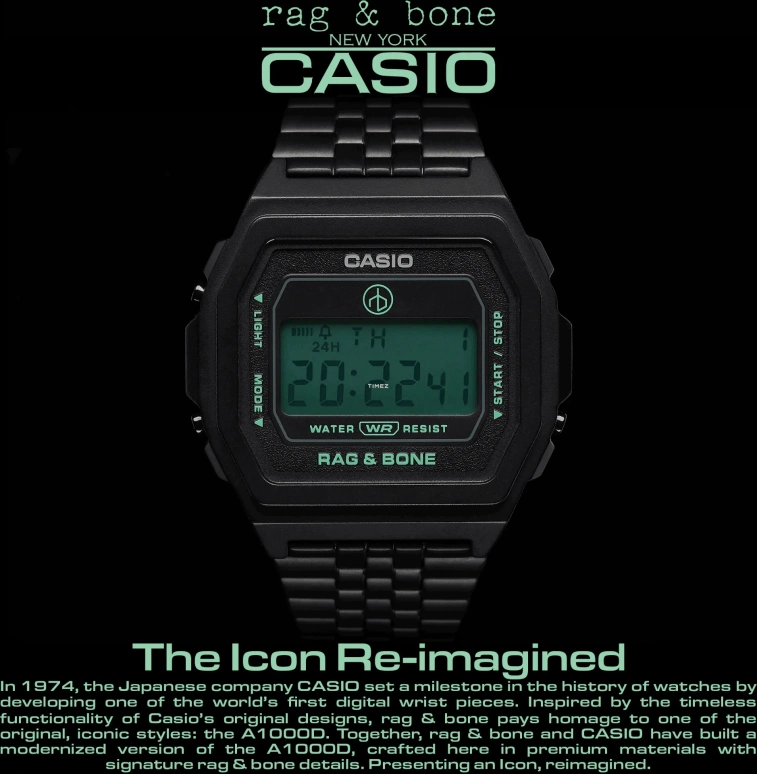 Casio,VINTAGE 39.60x38mm,39.60x38mm,Stainless Steel,Black,Quartz,Chronograph,Date,Day,Hour Strike,Sapphire,Square,A1000RCB,A1000RCB-1