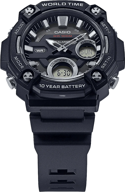 Casio,ANALOG-DIGITAL 52.50mm,52.50mm,Resin,Black,Quartz,Chronograph,Month,Date,Day,Plexi,Round,AEQ120W,AEQ120W-1AV