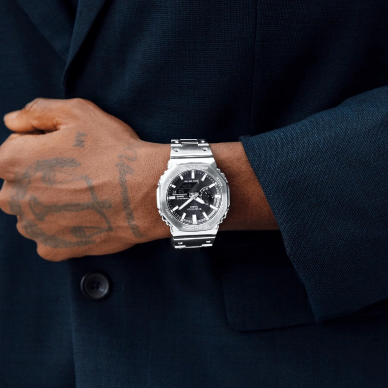 Casio,G-SHOCK 44.50mm,44.50mm,Stainless Steel,Grey,Quartz,Countdown,Chronograph,Month,Date,Hardlex,Hexagonal,GMB2100SD,GMB2100SD-1A