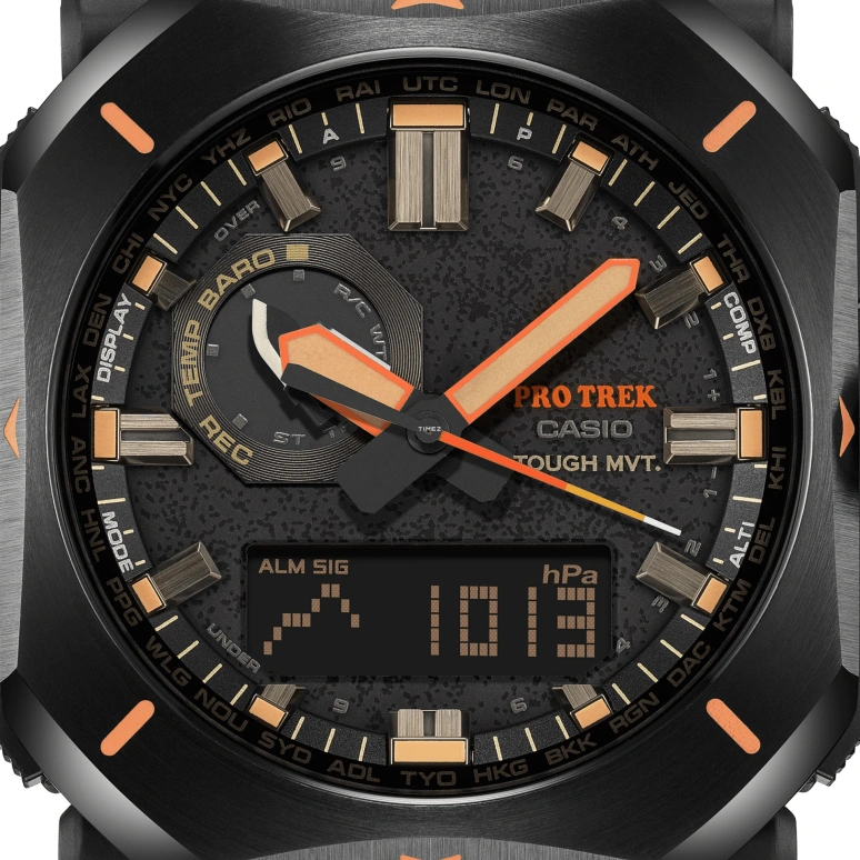 Casio,PROTREK 49.60x44.80mm,49.60x44.80mm,Resin,Black,Quartz,Countdown,Chronograph,Month,Date,Hardlex,Square,PRW6900YL,PRW6900YL-5