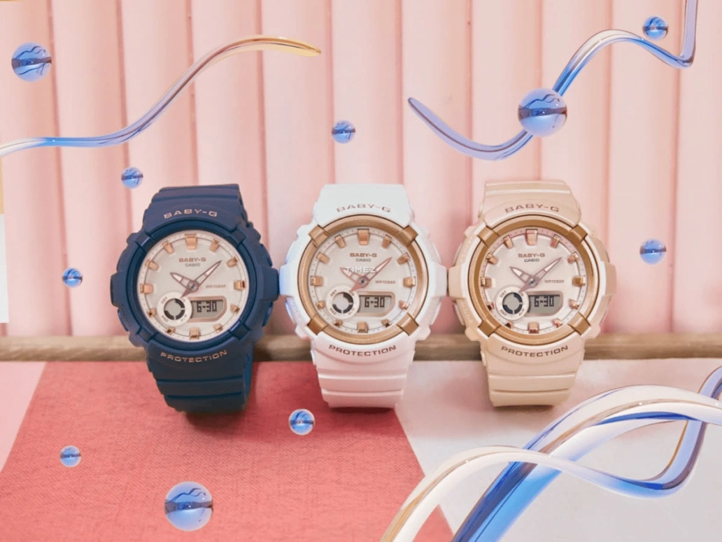 Casio,BABY-G 47.40x43.40mm,47.40x43.40mm,Resin,White,Quartz,Round,Blue,BGA,BGA-280BA-2