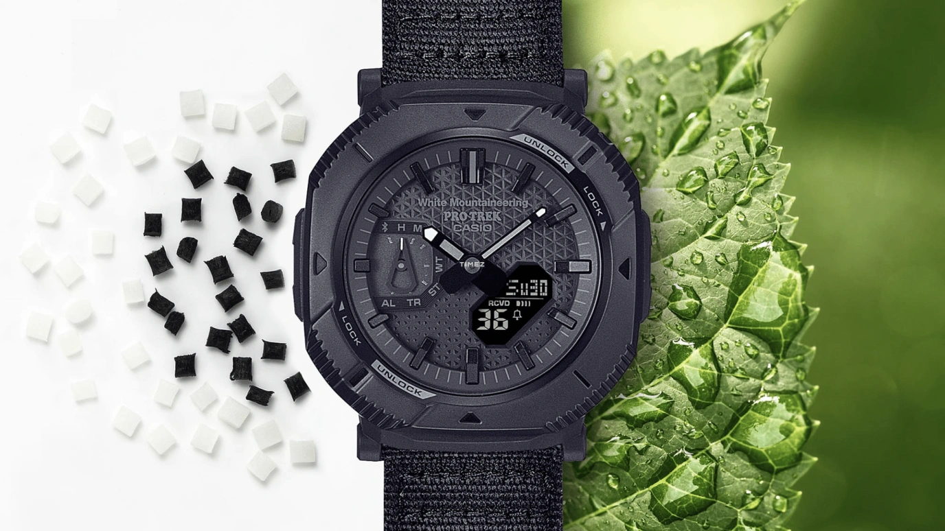 Casio,PROTREK 50.30x46mm,50.30x46mm,Resin,Bio-sourced,Black,Quartz,Countdown,Chronograph,Month,Date,Hardlex,Glass,Square,PRJB001WM,PRJB001WM-1