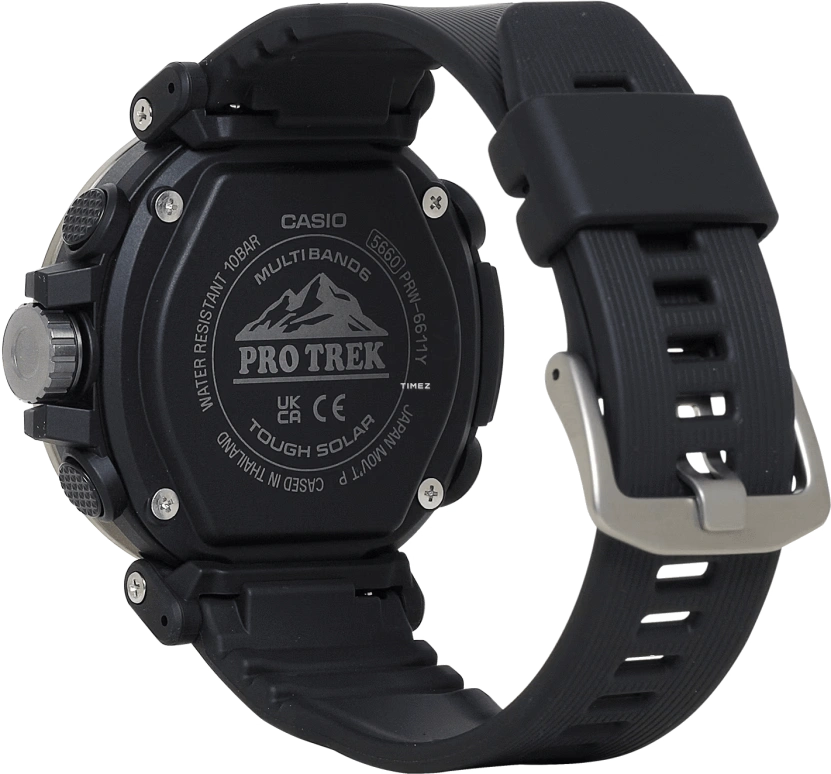 Casio,PROTREK 51.60x51.50mm,51.60x51.50mm,Stainless Steel,Black,Quartz,Countdown,Chronograph,Month,Date,Hardlex,Round,PRW6611Y,PRW6611Y-1