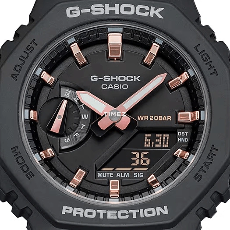 Casio,G-SHOCK 42.90mm,42.90mm,Carbon,Resin,Black,Quartz,Countdown,Chronograph,Month,Date,Hardlex,Octagon,GMAS2100,GMAS2100-1A