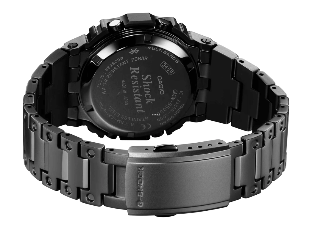 Casio,G-SHOCK 49.30x43.20mm,49.30x43.20mm,Stainless Steel,Black,Quartz,Countdown,Chronograph,Month,Date,Hardlex,Square,GMWB5000MB,GMWB5000MB-1