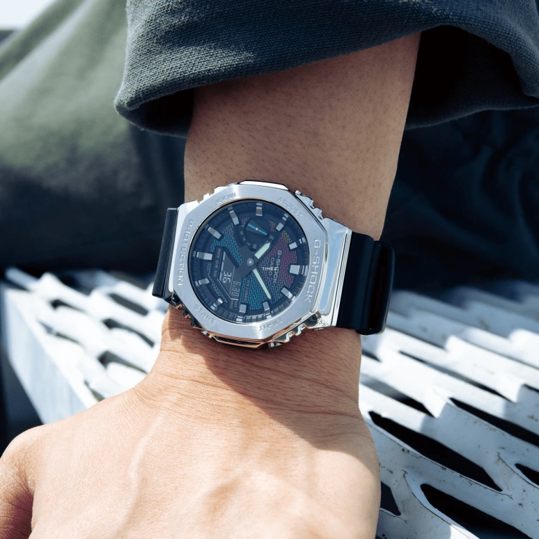Casio,G-STEEL 44.40mm,44.40mm,Resin,Stainless Steel,Multi-Color,Quartz,Countdown,Chronograph,Month,Date,Hardlex,Octagon,GM2100RW,GM2100RW-1A