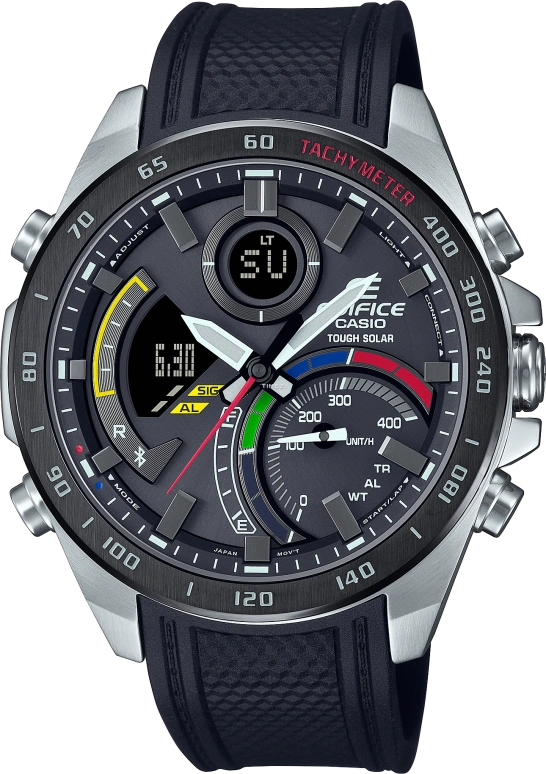 Casio,EDIFICE 51.50x48mm,51.50x48mm,Stainless Steel,Black,Quartz,Countdown,Chronograph,Month,Date,Hardlex,Round,ECB900MP,ECB900MP-1A