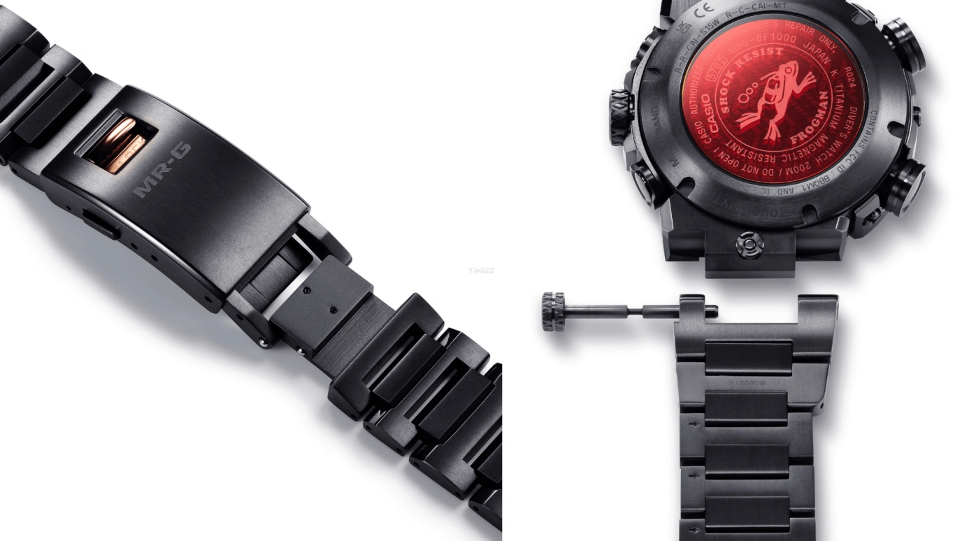 Casio,MR-G 56x49.70mm,56x49.70mm,Titanium,Black,Quartz,Countdown,Chronograph,Month,Date,Sapphire,Glass,Round,MRGBF1000B,MRGBF1000B-1A