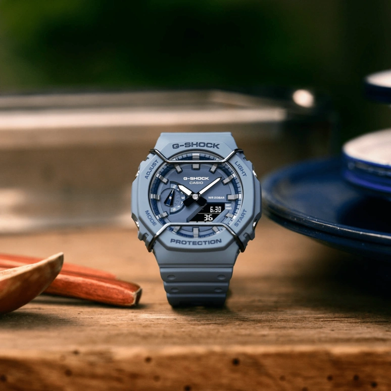 Casio,G-SHOCK 48.50x45.40mm,48.50x45.40mm,Carbon,Resin,Blue,Quartz,Countdown,Chronograph,Month,Date,Hardlex,Octagon,GA2100PT,GA2100PT-2A